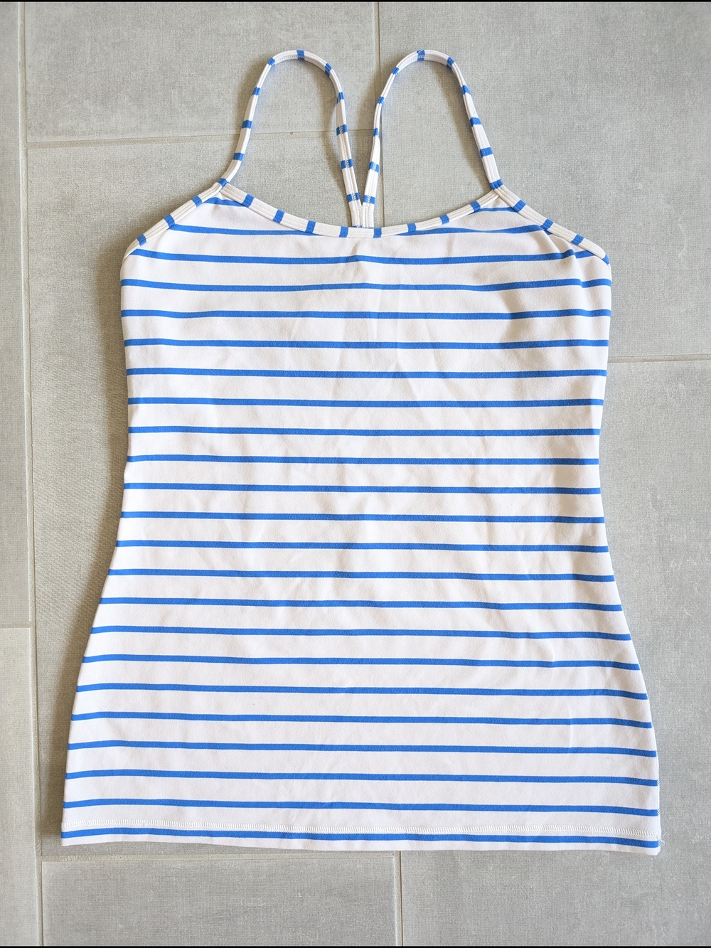 Lululemon 🍋Striped Blue & White Spaghetti Strap Tank